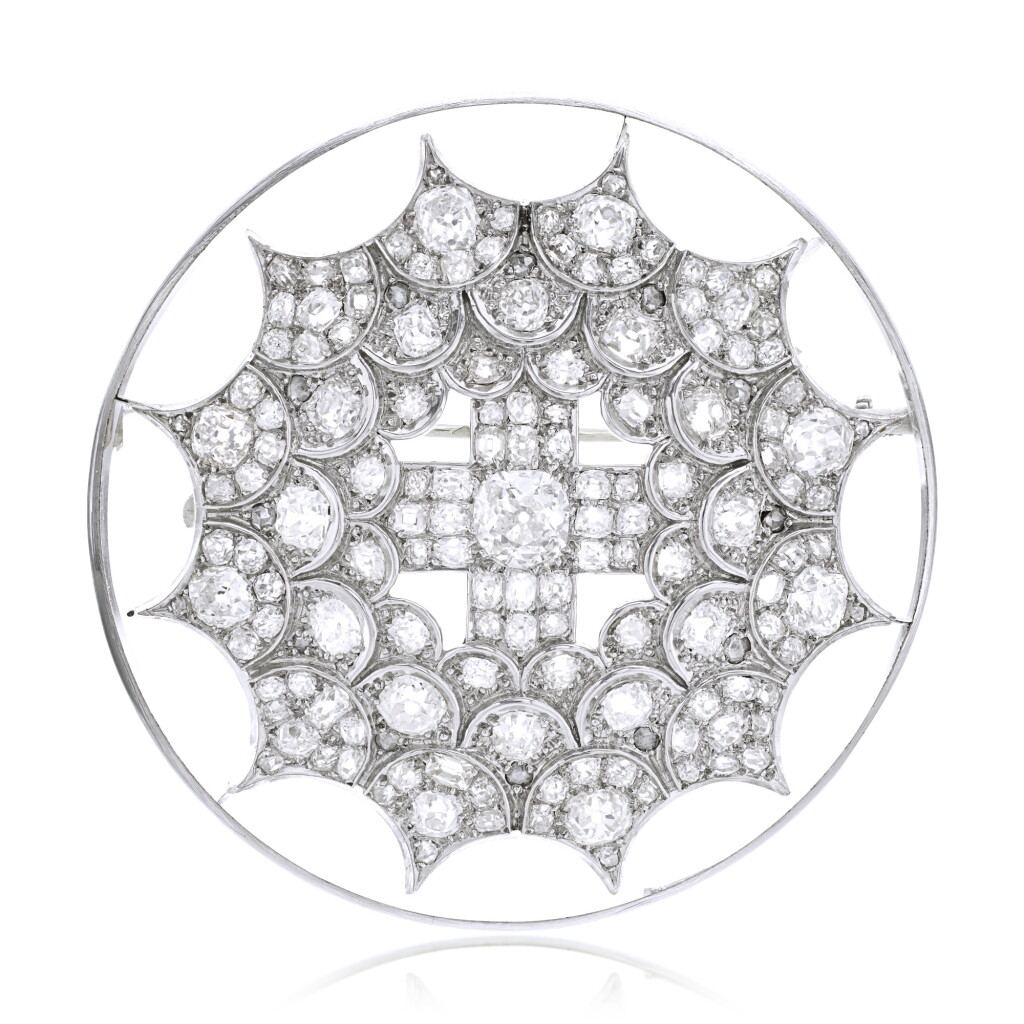 View full screen - View 1 of Lot 318. Rock Crystal and Diamond Brooch.