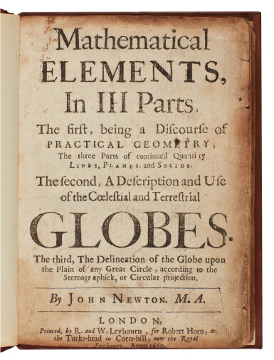 View full screen - View 1 of Lot 39. Newton, Mathematical Elements, 1660.