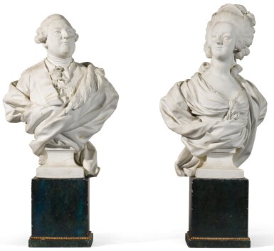 View full screen - View 1 of Lot 39. A pair of Sèvres Royal portrait busts of Louis XVI and Marie-Antoinette, circa 1786-88.