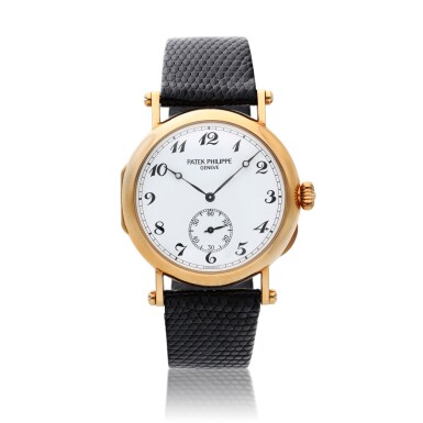 View full screen - View 1 of Lot 52. Reference 3960 150th Anniversary 'Officier', A limited edition yellow gold wristwatch, Made in 1989.