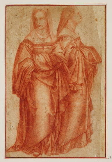 View full screen - View 1 of Lot 502. ITALIAN SCHOOL, 16TH CENTURY | Two figure studies of a lady, one seen in profile.