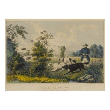 View full screen - View 1 of Lot 1766. CURRIER & IVES (PUBLISHERS) | QUAIL SHOOTING. SETTERS PROPERTY OF S. PALMER, ESQ. BROOKLYN, L. I..