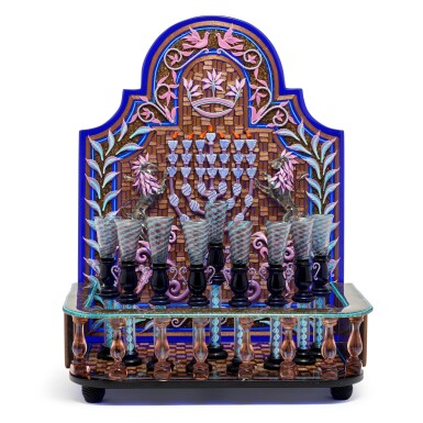 View full screen - View 1 of Lot 1. A Murano Glass Large Hanukkah Lamp, Gianni Toso, 1998.