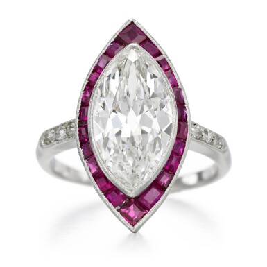 View full screen - View 1 of Lot 6. Ruby and diamond ring, circa 1910.