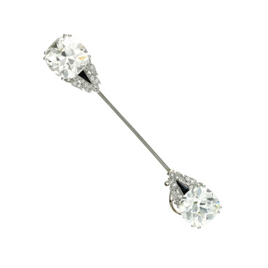 View full screen - View 1 of Lot 45. Onyx and diamond jabot pin.