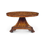 A George IV Gonçalo Alves, End-Cut Palm and Brass-Inlaid Centre Table, Circa 1820