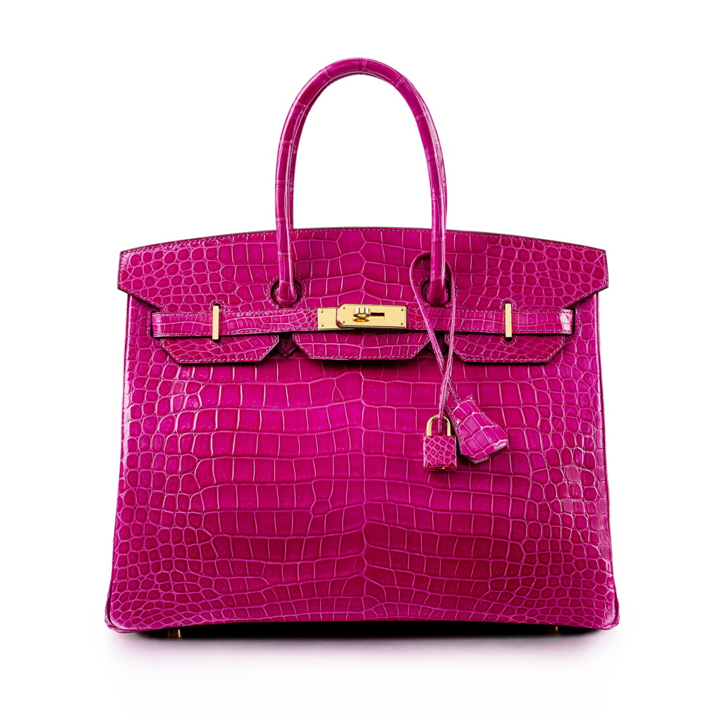 View full screen - View 1 of Lot 1057. Rose Scheherazade Porosus Crocodile Birkin 35 Gold Hardware, 2014 .