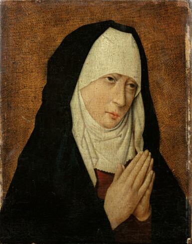 View full screen - View 1 of Lot 11. In the manner of Dirk Bouts, late 16th-early 17th Century, Mater Dolorosa | Dans le goût de Dirk Bouts, fin du XVIe-début du XVIIe siècle, Vierge de douleurs.
