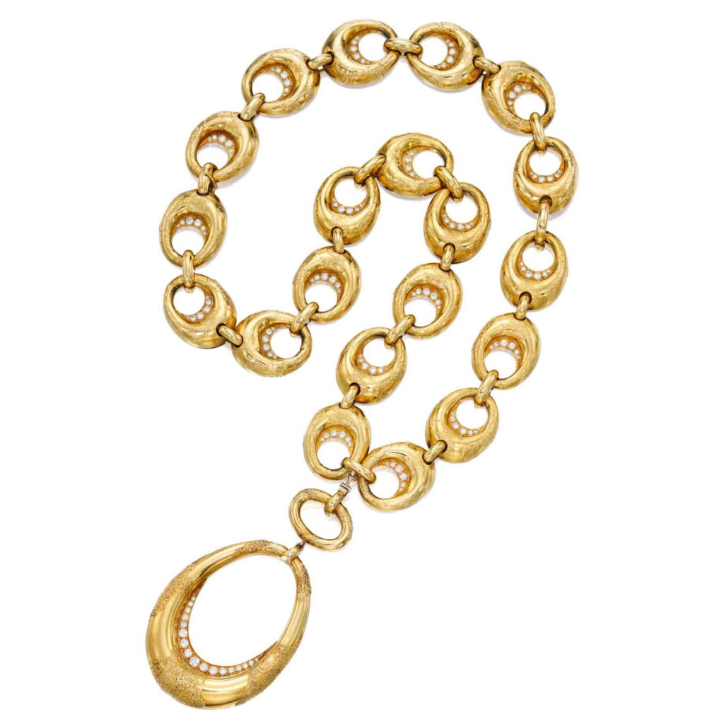 View full screen - View 1 of Lot 227. Gold and Diamond Necklace-Bracelet Combination, France.