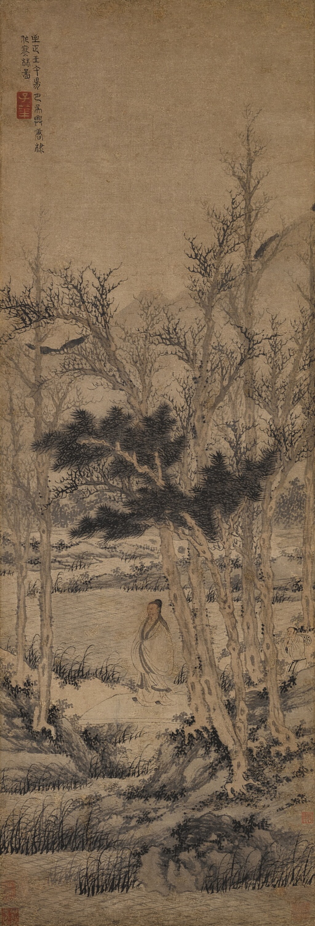 View full screen - View 1 of Lot 2566. 唐棣 寒林圖|Tang Di, Scholar in Winter Forest.
