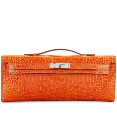 View full screen - View 1 of Lot 1558. Pain d'Epice Shiny Porosus Crocodile Kelly Cut Palladium Hardware, 2015.