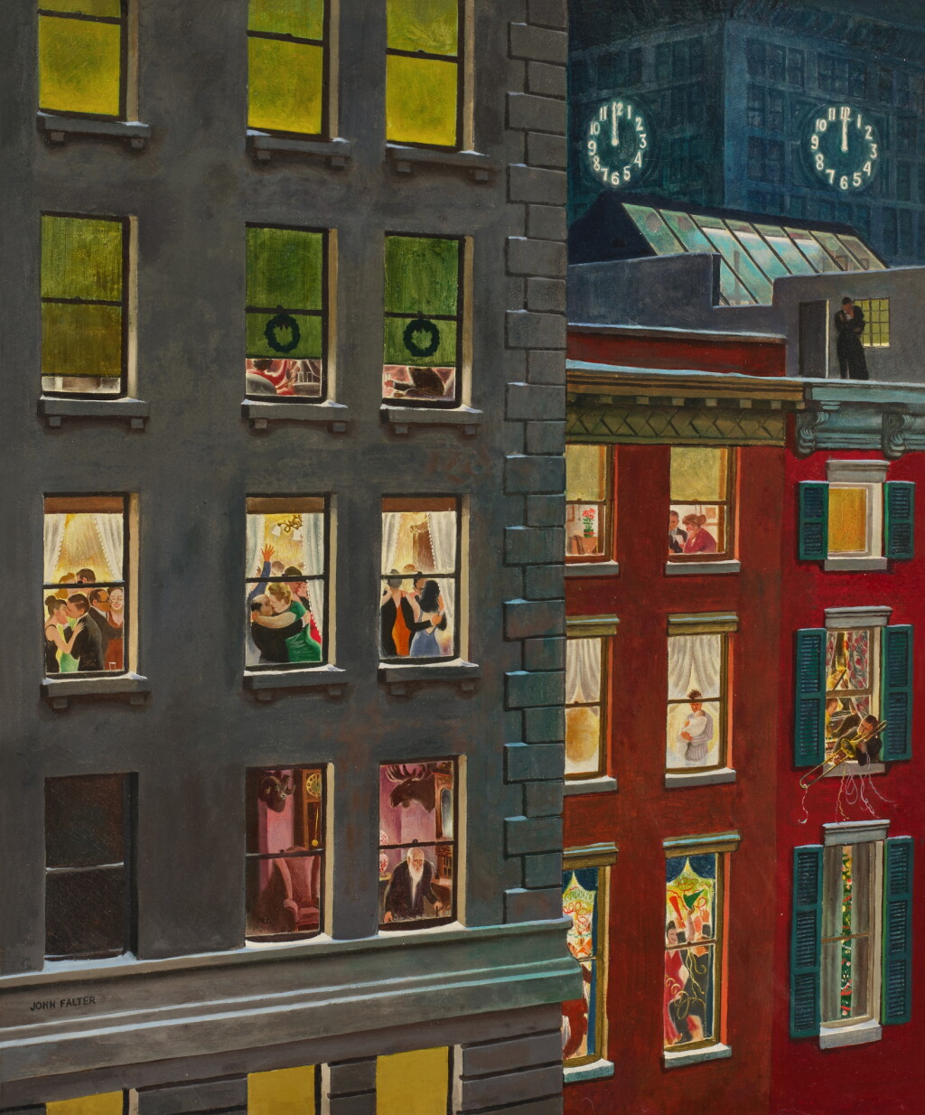 View full screen - View 1 of Lot 697. Apartment Dwellers on New Year’s Eve.