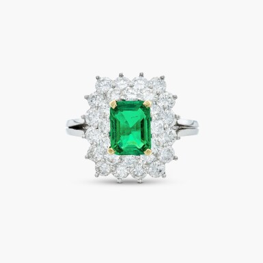 View full screen - View 1 of Lot 370. Emerald and Diamond Ring .