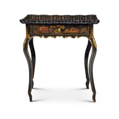 View full screen - View 1 of Lot 386. A Louis XV Gilt and Black Lacquer Center Table, mid-18th Century .