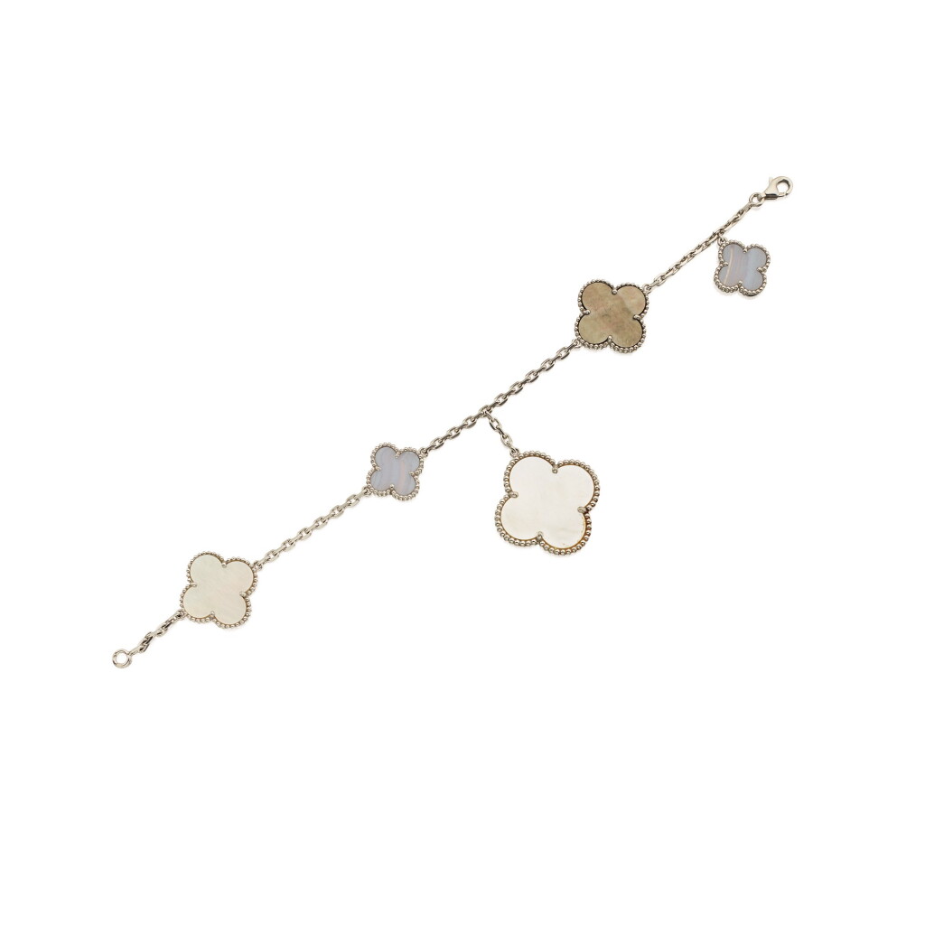 View full screen - View 1 of Lot 305. Van Cleef & Arpels | Chalcedony and Mother-of-Pearl 'Magic Alhambra' Bracelet, France.