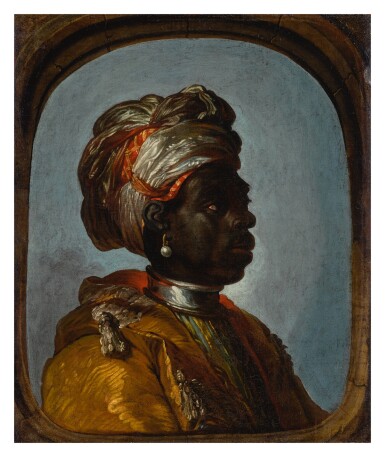 View full screen - View 1 of Lot 42. FRENCH SCHOOL, CIRCA 1700 | PORTRAIT OF A PAGE IN PROFILE, WEARING A TURBAN .