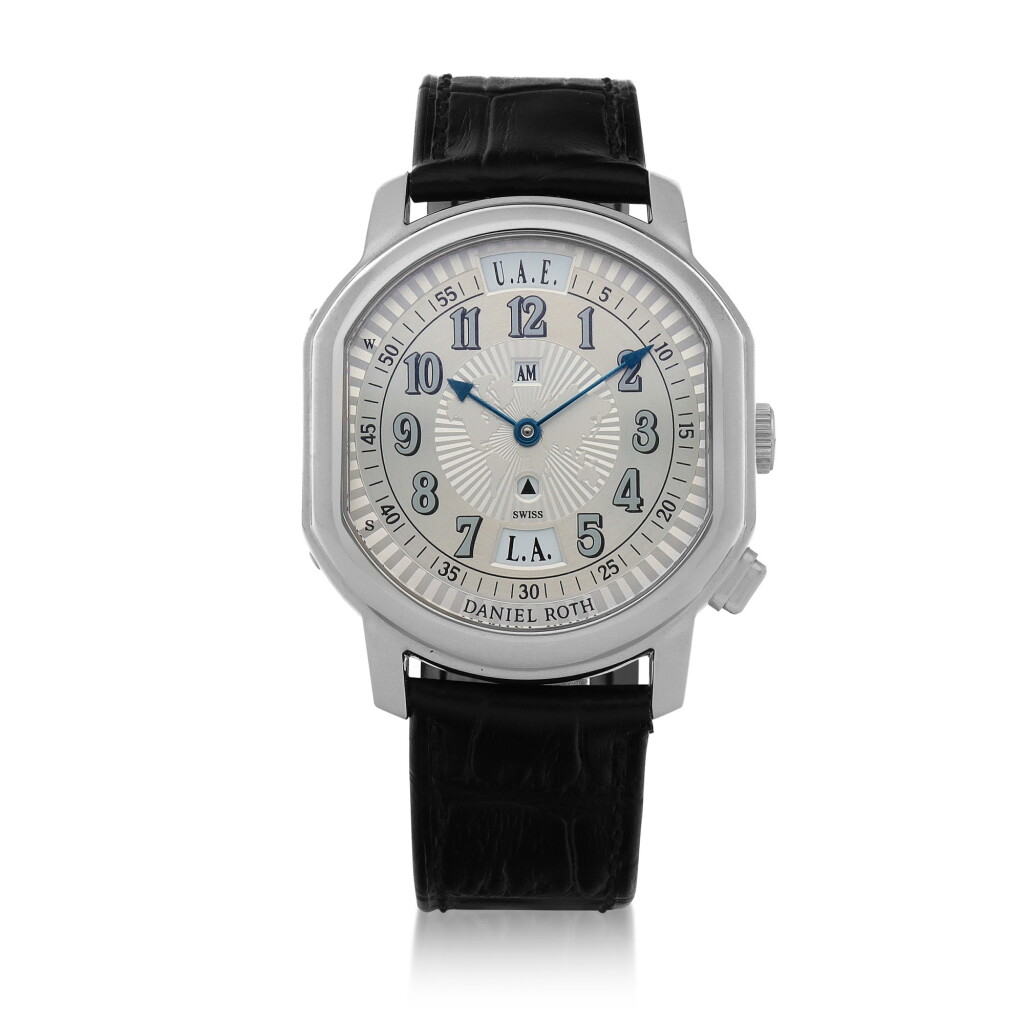 View full screen - View 1 of Lot 440. Metropolitan 24 Cities, Ref. 875.X.10 Stainless steel world time wristwatch with AM/PM indication Circa 2005 | Daniel Roth 875.X.10 型號「Metropolitan 24 Cities」精鋼世界時間腕錶備上/下午顯示,年份約2005.