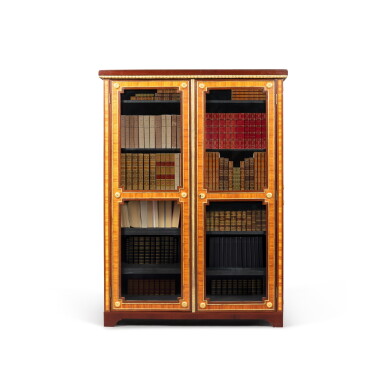 View full screen - View 1 of Lot 193. A Louis XVI gilt-bronze mounted amaranth and tulipwood veneered armoire, circa 1785 | Bibliothèque en placage de bois de rose, amarante et bronze doré d'époque Louis XVI, vers 1785.