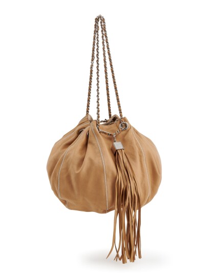 View full screen - View 1 of Lot 146. CHANEL | LIGHT BROWN LEATHER SAC CORDON SHOULDER BAG.