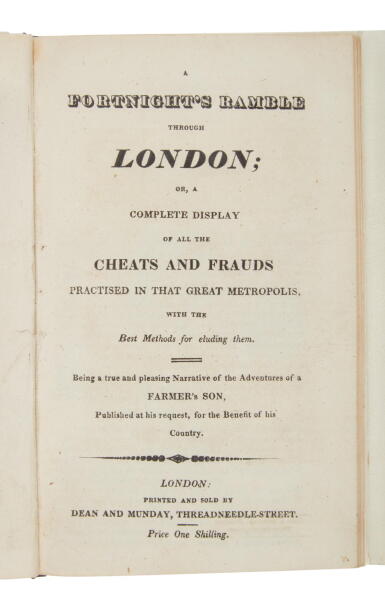 View full screen - View 1 of Lot 422. (London Guidebook) | Guidebook to guard against all manner of London's cheats and frauds.