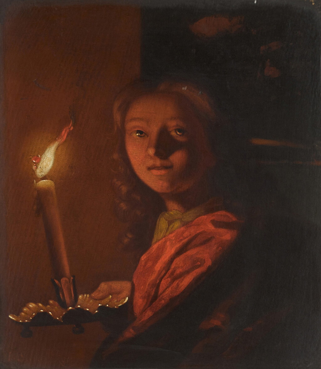 View full screen - View 1 of Lot 61. A young boy holding a candle.