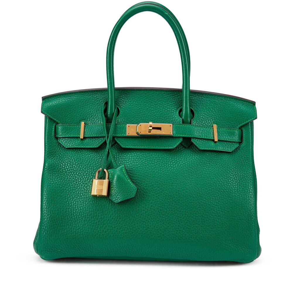 View full screen - View 1 of Lot 906. Kelly Chen's Collection: Malachite Clemence Birkin 30 Gold Hardware, 2015.