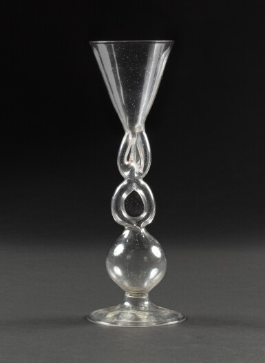 View full screen - View 1 of Lot 8. A Netherlandish façon de Venise trick glass, Antwerp, mid-17th century | Coupe à la façon de Venise, travail anversois, milieu du XVIIe siècle.