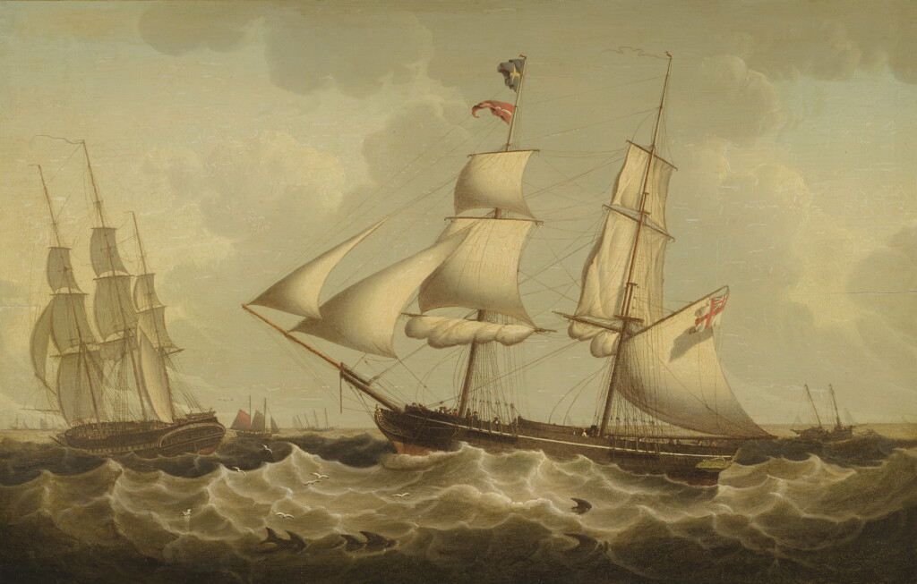 View full screen - View 1 of Lot 25. ROBERT SALMON | A BRITISH BRIG AND FRIGATE, OFF THE MOUTH OF THE MERSEY.