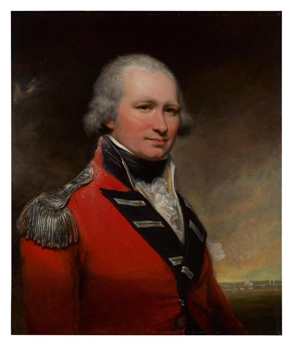 View full screen - View 1 of Lot 21. Portrait of a Captain, possibly David Baird, half-length, before the fort at Srirangapatna.