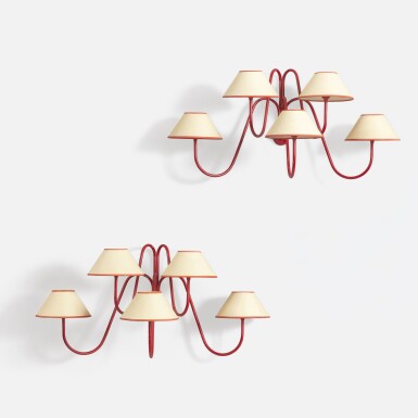 View full screen - View 1 of Lot 317. Pair of Five-Light "Bouquet" Wall Sconces.