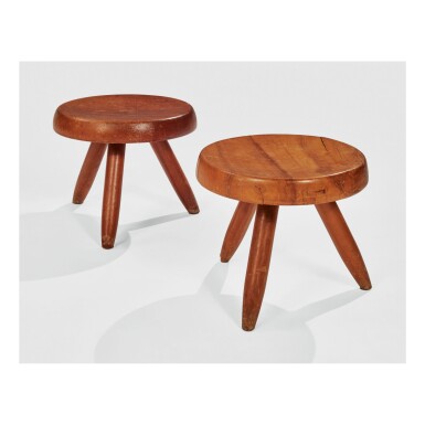 View full screen - View 1 of Lot 214. CHARLOTTE PERRIAND | TWO "BERGER" STOOLS.