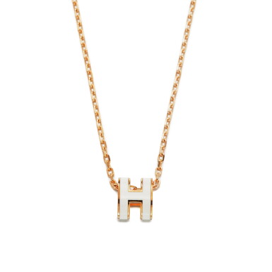 View full screen - View 1 of Lot 7910. White Lacquer Mini Pop H Pendant Rose Gold Hardware, 2022.