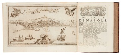View full screen - View 1 of Lot 130. Giovanni Battista Pacichelli | Il regno di Napoli in prospettiva, Naples, 1703, 3 volumes, calf.