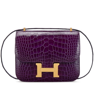View full screen - View 1 of Lot 594. Cassis Shiny Mississippiensis Alligator Mini Constance 18 Gold Hardware, 2020.
