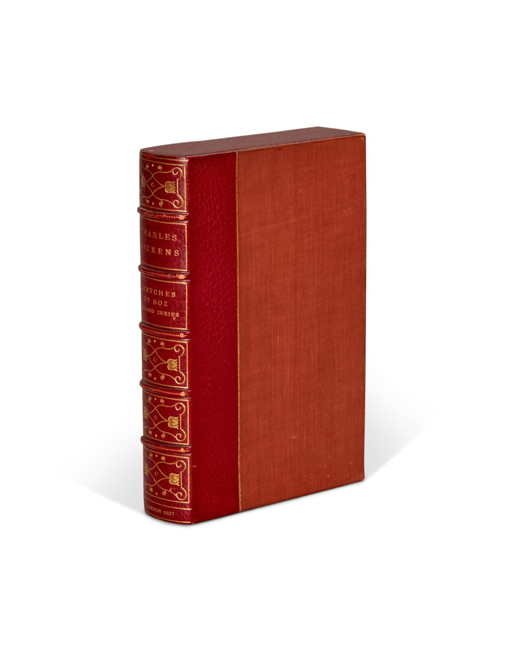 View full screen - View 1 of Lot 251. Charles Dickens | Sketches by Boz... the second series, London, 1837, original cloth, half morocco slipcase.