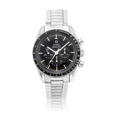 View full screen - View 1 of Lot 8275. Speedmaster, Reference 145.022-68ST | A stainless steel chronograph wristwatch with bracelet, Made in 1969 | 歐米茄 超霸系列 型號145.022-68ST | 精鋼計時鏈帶腕錶,1969年製.