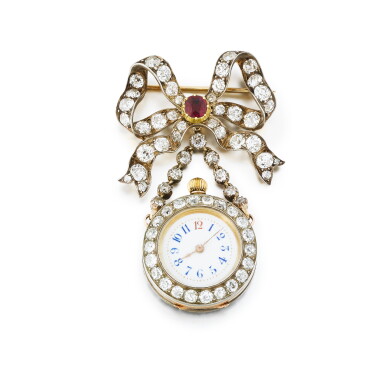 View full screen - View 1 of Lot 1. Montre de col diamants | Lady's diamond pocket watch.