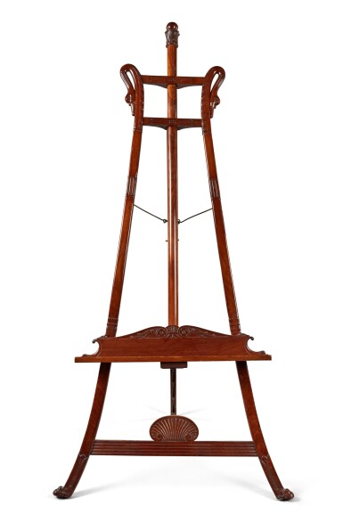 View full screen - View 1 of Lot 100. A FRENCH RESTORATION CARVED MAHOGANY EASEL, CIRCA 1830.