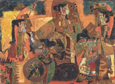 View full screen - View 1 of Lot 37. Musicians; Untitled (Double-sided work).