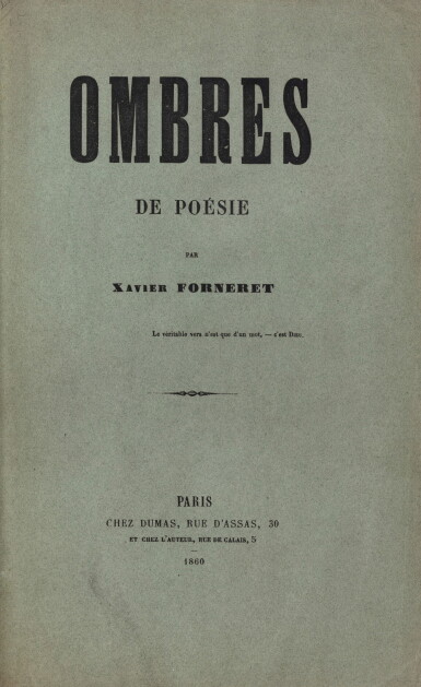 View full screen - View 1 of Lot 41. Ombres de poésie. Paris, Dumas 1860. Édition originale. In-8, demi-veau noir d'Alix..
