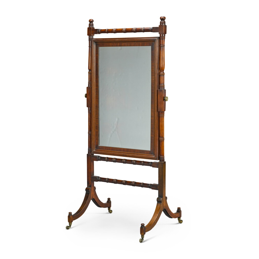 View full screen - View 1 of Lot 134. A Regency mahogany cheval mirror, circa 1810.