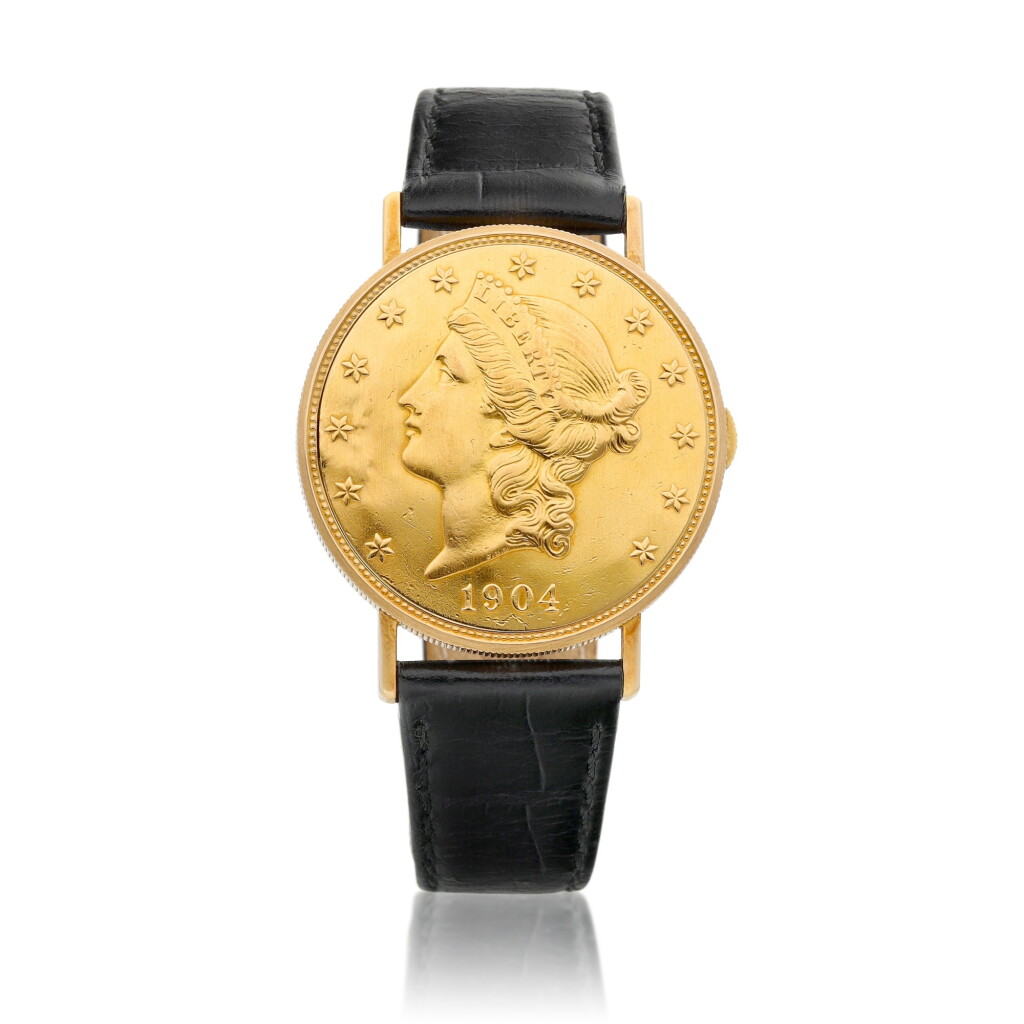 View full screen - View 1 of Lot 8266. Reference 6510 | A yellow gold twenty dollars coin watch, Circa 1980 | 江詩丹頓 | 型號6510 | 黃金二十美元及金幣錶,約1980年製.