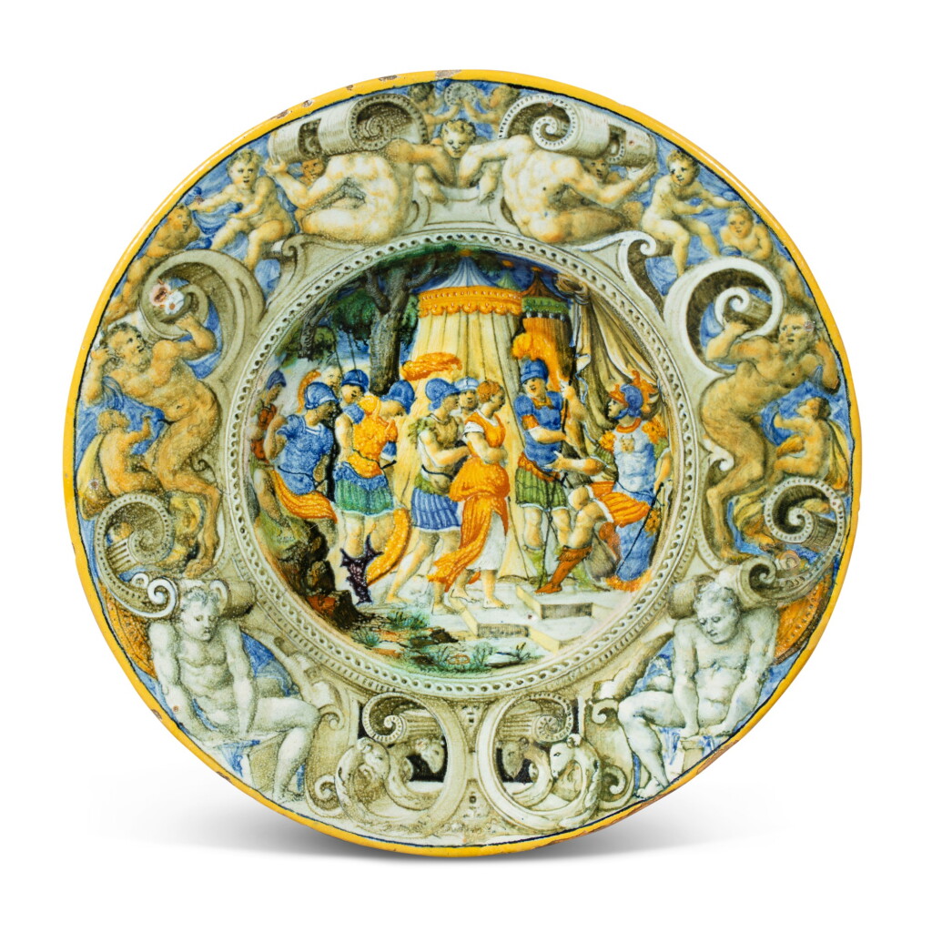 View full screen - View 1 of Lot 3. An Italian maiolica dated istoriato dish, 1545, probably Francesco Durantino, perhaps in the workshop of Guido di Merlino.
