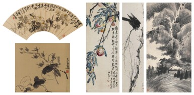 View full screen - View 1 of Lot 116. Wang Zhen (1867-1938), Wang Mengbai (1888-1934), Yu Yushuang (1874-1922), A group of five paintings of blossoms and landscape.