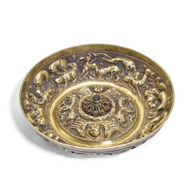 View full screen - View 1 of Lot 3. A PARCEL-GILT SILVER BOWL, PROBABLY PORTUGUESE, MID-16TH CENTURY, ALSO STRUCK INCUSE V AND WITH RAGUSA (DUBROVNIK) HALLMARK.