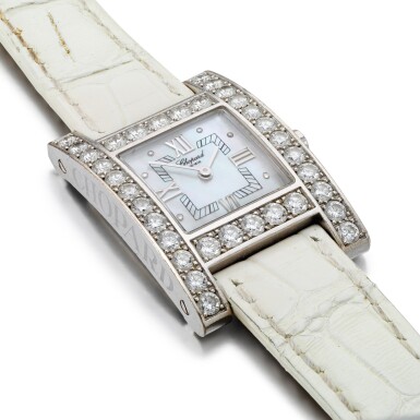 View full screen - View 1 of Lot 100. Mother of pearl and diamond watch.