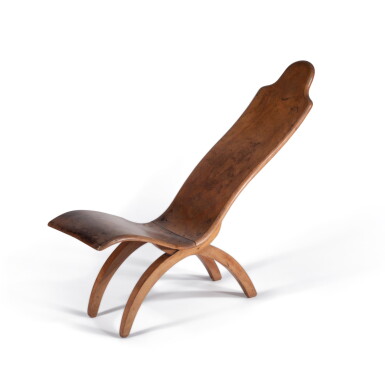 View full screen - View 1 of Lot 16. ATTRIBUTED TO ARTHUR WILLIAM SIMPSON | MAHOGANY LOW CHAIR.