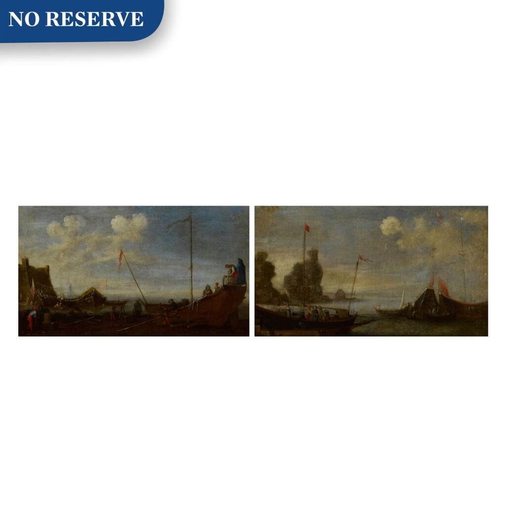 View full screen - View 1 of Lot 99. A pair of shipping scenes with Maltese ships.