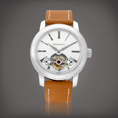 View full screen - View 1 of Lot 8800. The Tiffany Mark Tourbillon | A platinum tourbillon wristwatch, Circa 2002 | 鉑金陀飛輪腕錶,約2002年製.