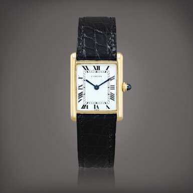 View full screen - View 1 of Lot 444. Tank Extra Plate Montre bracelet en or jaune | Yellow gold wristwatch Vers 1965 | Circa 1965.